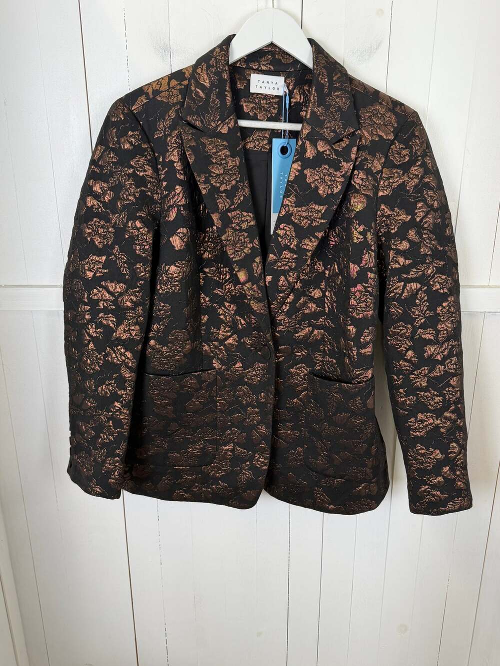 Tanya Taylor Jared Jacket Black Gold Size 8 NWT